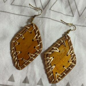 Wood and Rattan Earrings